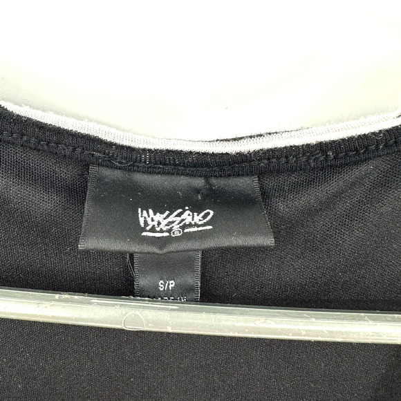 Mossimo size small black white striped fitted v neck dress midi ruched - Picture 5 of 6